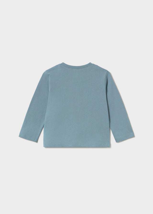 Mayoral Baby Boys Soft cotton long-sleeve tee featuring a playful tiger print. Perfect for layering or everyday wear in a cool arctic blue shade.