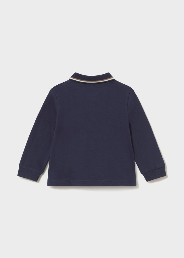 MAYORAL Baby Boys Long sleeved polo shirt with smooth detail. Blue