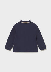 MAYORAL Baby Boys Long sleeved polo shirt with smooth detail. Blue