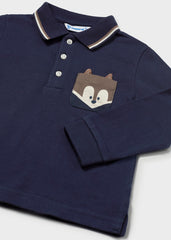 MAYORAL Baby Boys Long sleeved polo shirt with smooth detail. Blue