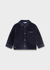Mayoral Baby Boys Knit Overshirt in dark blue. Crafted from a comfortable cotton-blend fabric with a touch of stretch for easy movement. Perfect for layering or wearing solo.