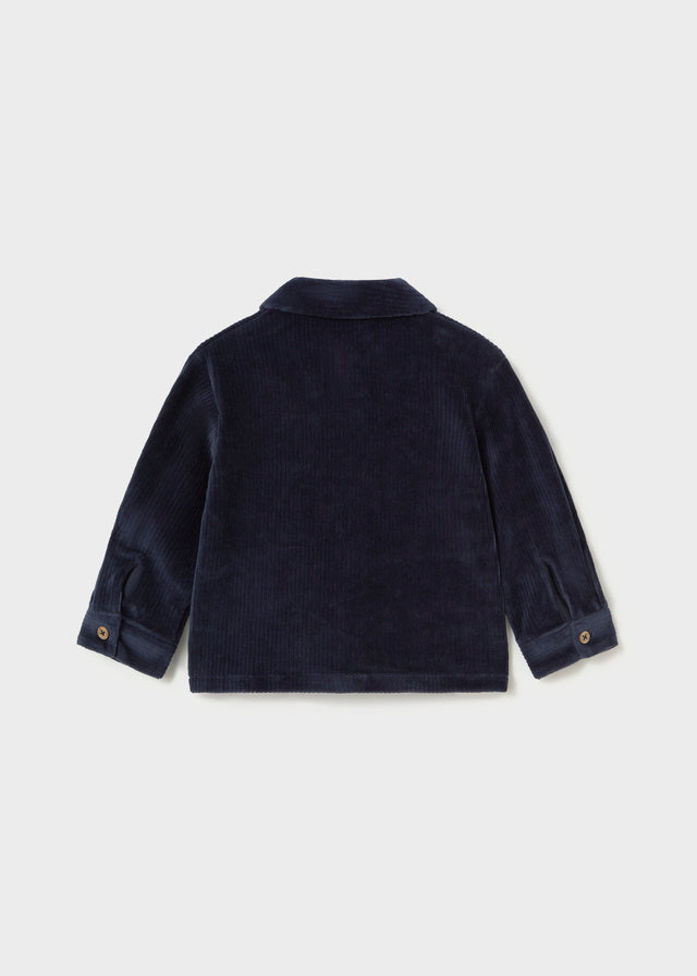 Mayoral Baby Boys Knit Overshirt in dark blue. Crafted from a comfortable cotton-blend fabric with a touch of stretch for easy movement. Perfect for layering or wearing solo.