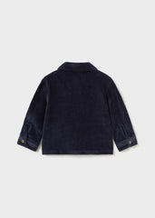 Mayoral Baby Boys Knit Overshirt in dark blue. Crafted from a comfortable cotton-blend fabric with a touch of stretch for easy movement. Perfect for layering or wearing solo.