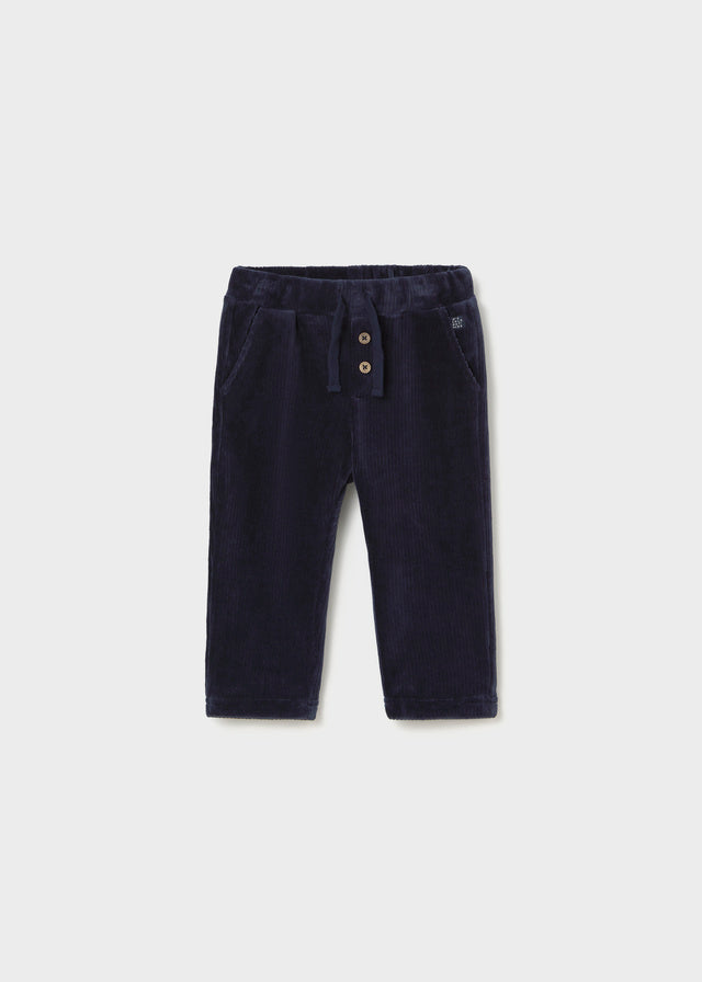 Soft knit trousers in classic blue, crafted from a breathable cotton-blend fabric with just the right stretch. Gentle on delicate skin and easy to move in—perfect for everyday wear.