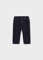 Soft knit trousers in classic blue, crafted from a breathable cotton-blend fabric with just the right stretch. Gentle on delicate skin and easy to move in—perfect for everyday wear.