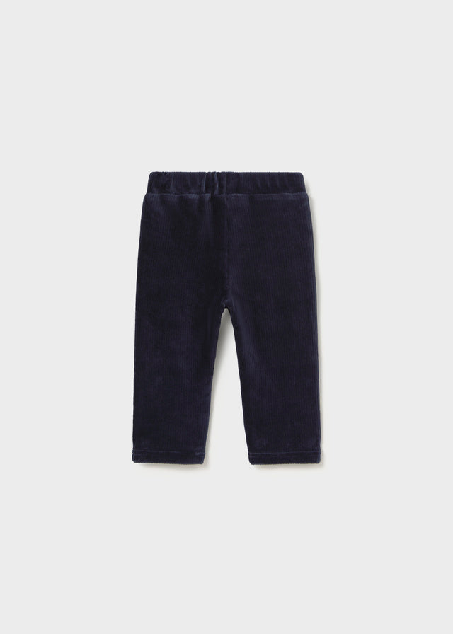 Soft knit trousers in classic blue, crafted from a breathable cotton-blend fabric with just the right stretch. Gentle on delicate skin and easy to move in—perfect for everyday wear.