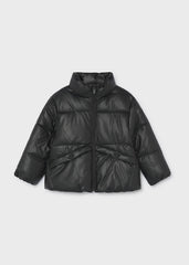 Mayoral Girls Padded Jacket in Black. Durable polyurethane and polyester exterior with soft polyester lining and filling for warmth and comfort.