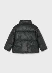 Mayoral Girls Padded Jacket in Black. Durable polyurethane and polyester exterior with soft polyester lining and filling for warmth and comfort.