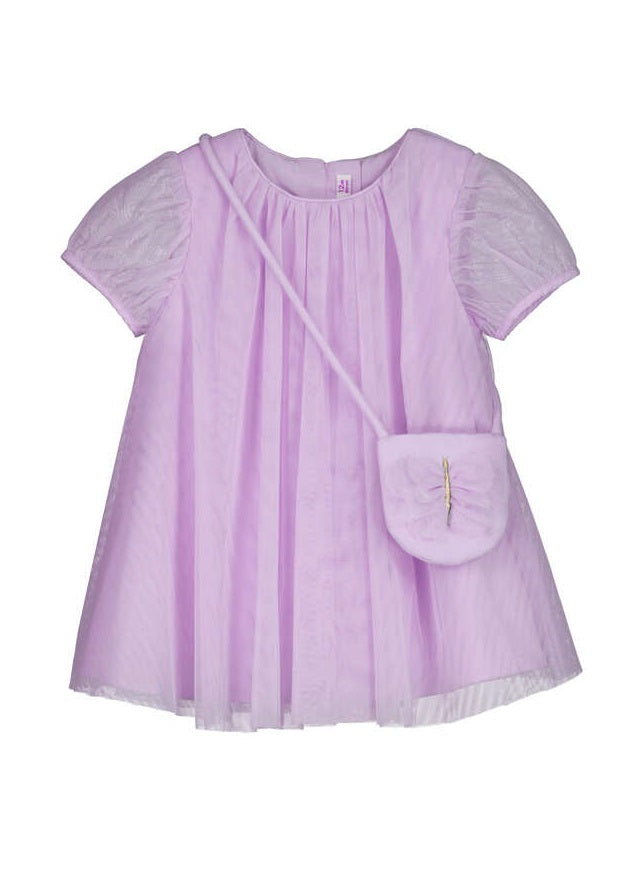 MAYORAL Baby Girls Tulle Dress with Bag. Mauve