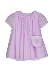 MAYORAL Baby Girls Tulle Dress with Bag. Mauve