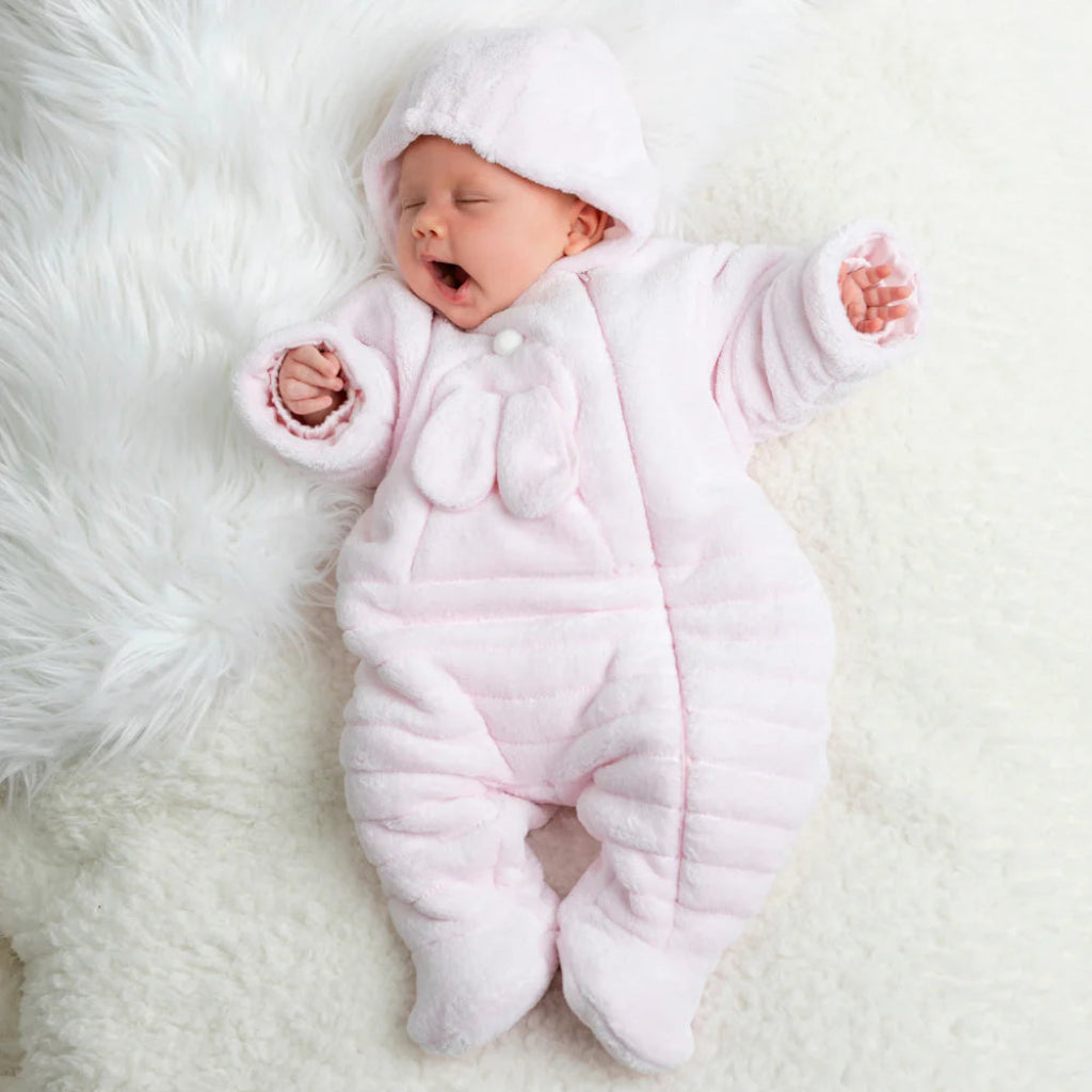 Alison Baby Pink Fleece Pramsuit
