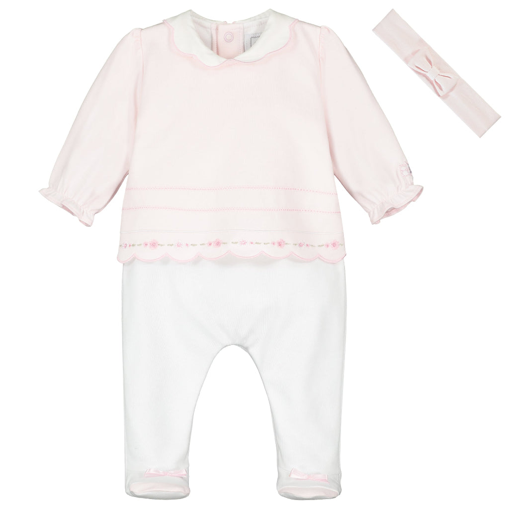 Emile et Rose Baby Pink Babygrow & Hairband