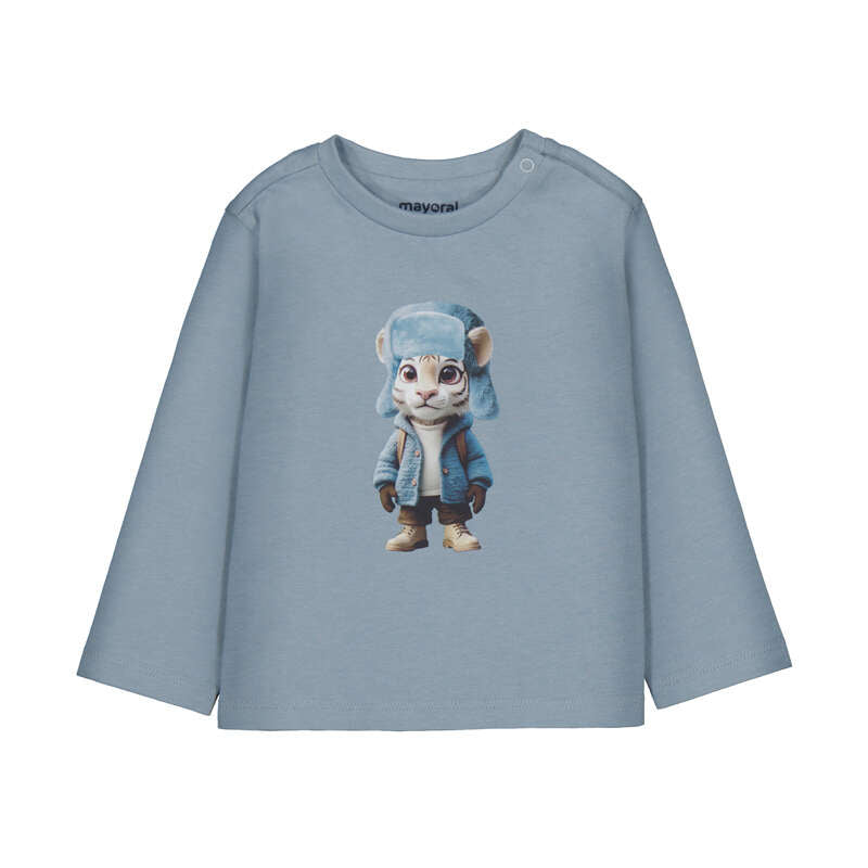 Mayoral Baby Boys Soft cotton long-sleeve tee featuring a playful tiger print.