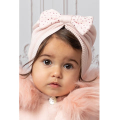 Diamante Bow Knitted Turban Pink