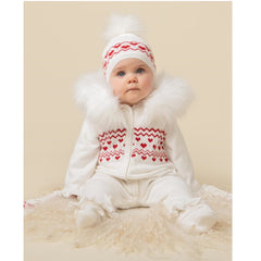 Mini Knitted Heart Fairisle Zip Romper