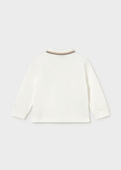 MAYORAL Baby Boys Long sleeved polo shirt with smooth detail. Cream
