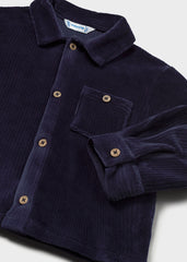 Mayoral Baby Boys Knit Overshirt in dark blue. Crafted from a comfortable cotton-blend fabric with a touch of stretch for easy movement. Perfect for layering or wearing solo.