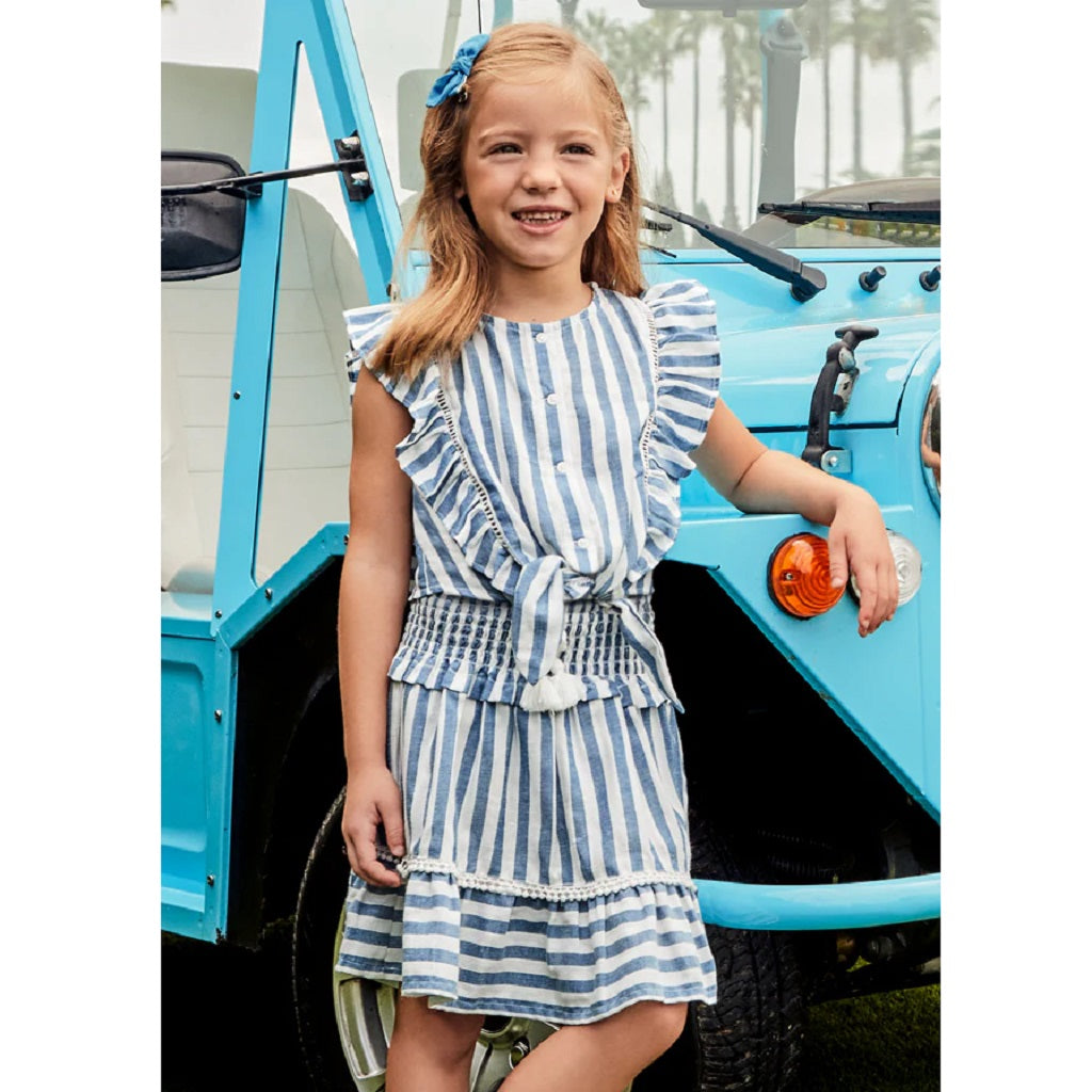 Girls Stripe Top Skirt Set