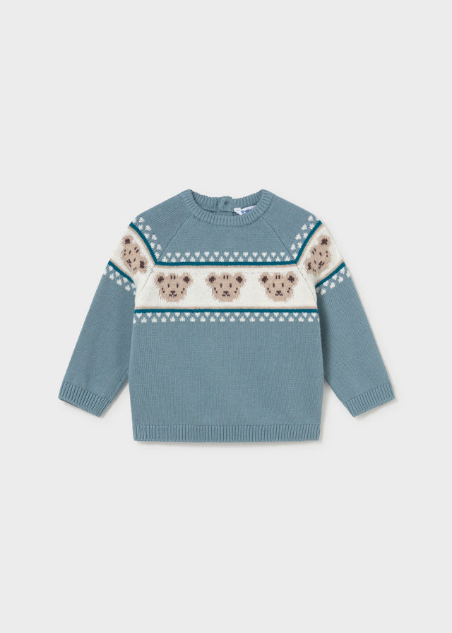 Mayoral Baby Boys Jacquard Jumper in Arctic Blue.