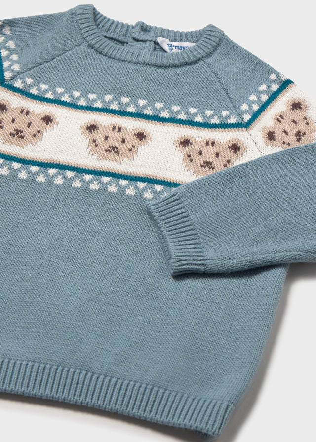 Mayoral Baby Boys Jacquard Jumper in Arctic Blue.