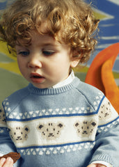 Mayoral Baby Boys Jacquard Jumper in Arctic Blue.