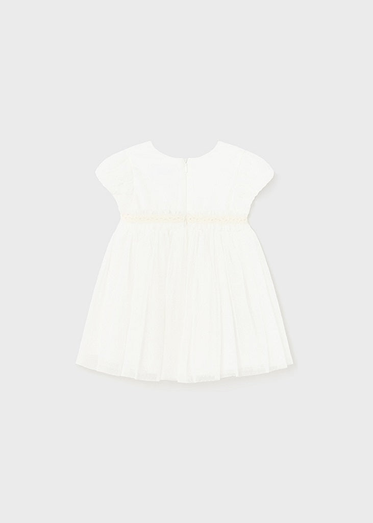 Baby Girls Pleated Tulle Dress Natural