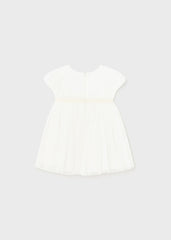 Baby Girls Pleated Tulle Dress Natural