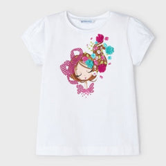 Mayoral Girls Sophia T-Shirt White Fuchsia