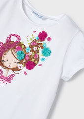 Girls Sophia T-Shirt White Fuchsia