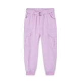 Mayoral Girls cargo trousers with belt. Mauve