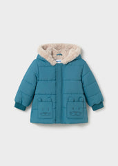 Mayoral Cosy faux fur lined jacket for baby boys in soft blue