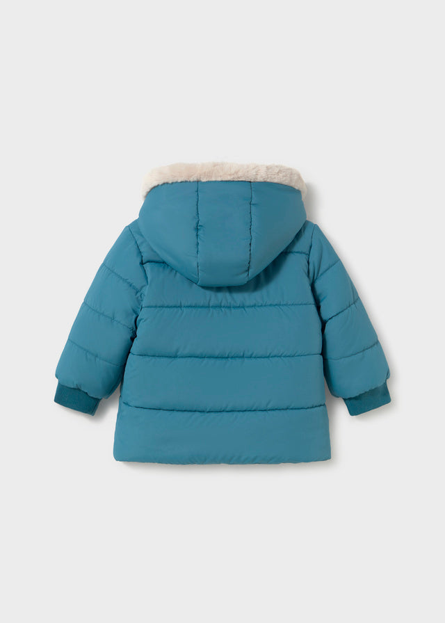 Mayoral Cosy faux fur lined jacket for baby boys in soft blue