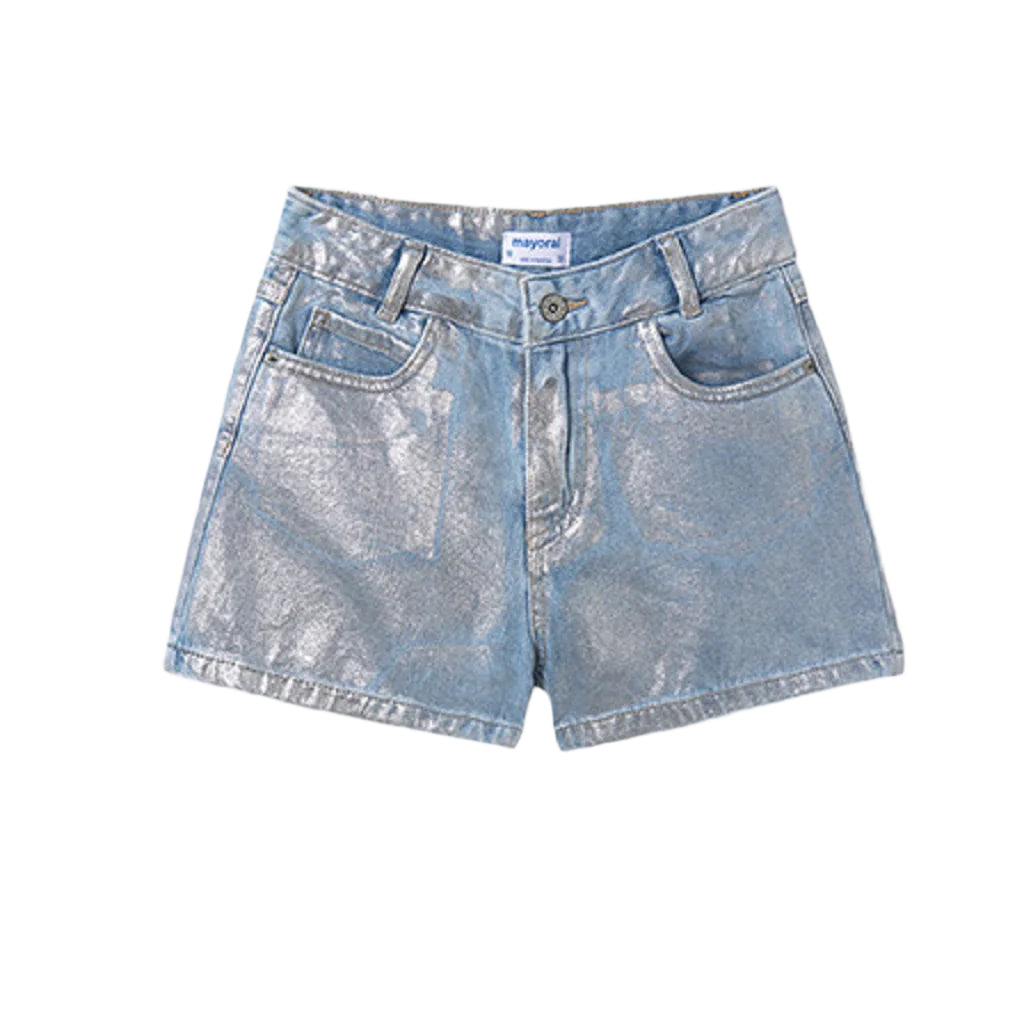 Mayoral Festival Vibes Jean shorts. Light Foil