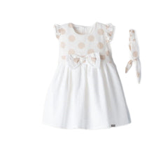 EBITA Baby girls pink and white dress with headband.