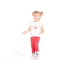 EBITA Baby girls red legging set with headband. Sequin bow detail.