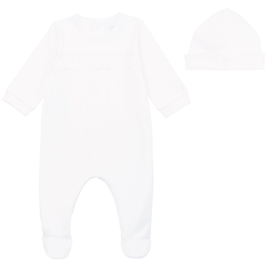 Emile et Rose Babygrow & Hat White