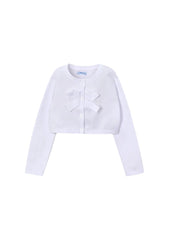 A soft knit tricot cardigan by Mayoral in classic white.