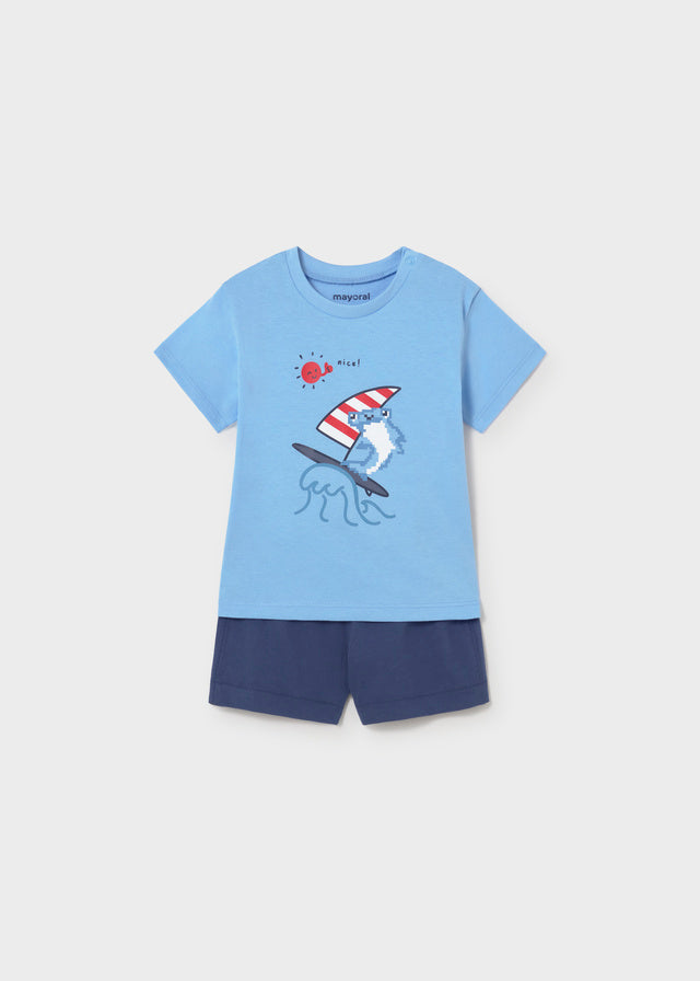 Baby Boys Mayoral 2 Piece Knit Short  Set Ocean