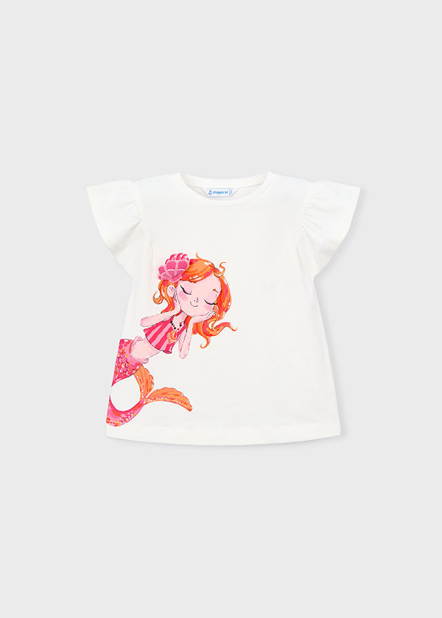 Mayoral girls white t-shirt with a mermaid graphic
