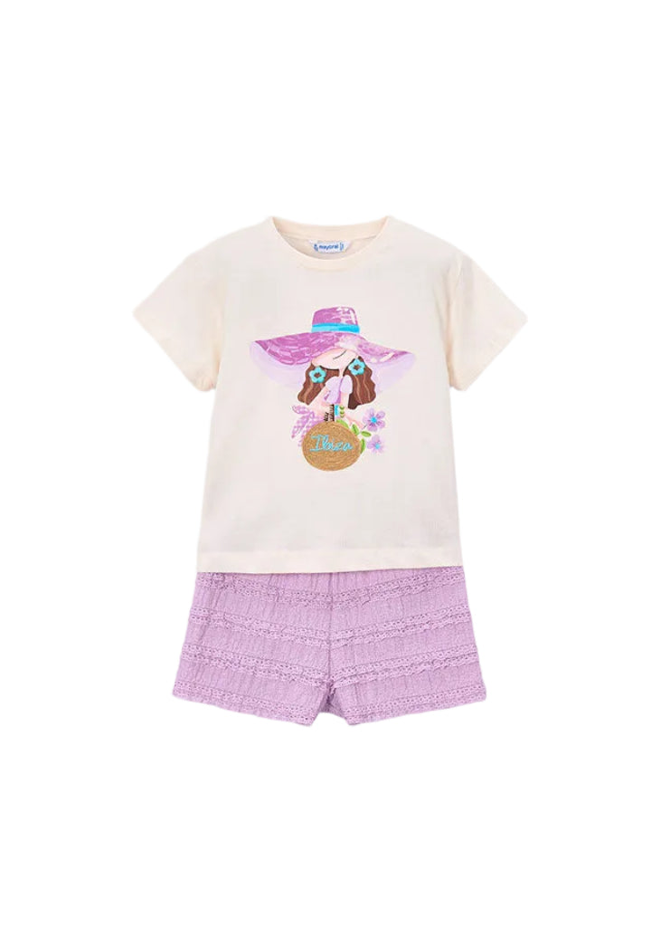 Girls Mayoral Lilac Short Set