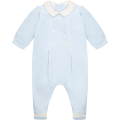 EMILE et ROSE Kasper Baby Blue Velour All In One & Hat
