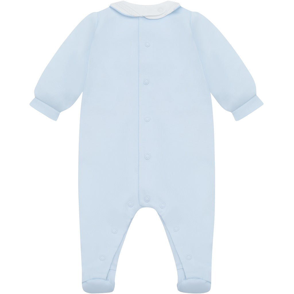 EMILE et ROSE This lovely baby boys’ babygrow represents traditional, yet practical, baby clothes at its best