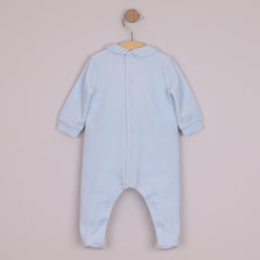 MONTY Velour Babygrow Pale Blue