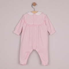 MADDY Baby Pink Velour Babygrow
