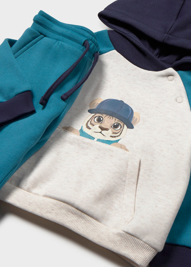 MAYORAL Baby Boys Hoodie with 2 Pair Trousers, Combined Tracksuit. Blue