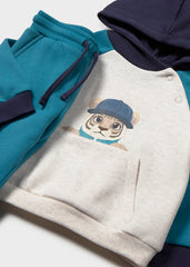 MAYORAL Baby Boys Hoodie with 2 Pair Trousers, Combined Tracksuit. Blue
