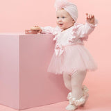 Caramelo Pink Tulle Dress with Turban