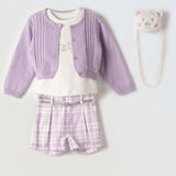 Lilac Jacket Top Shorts Bag Set