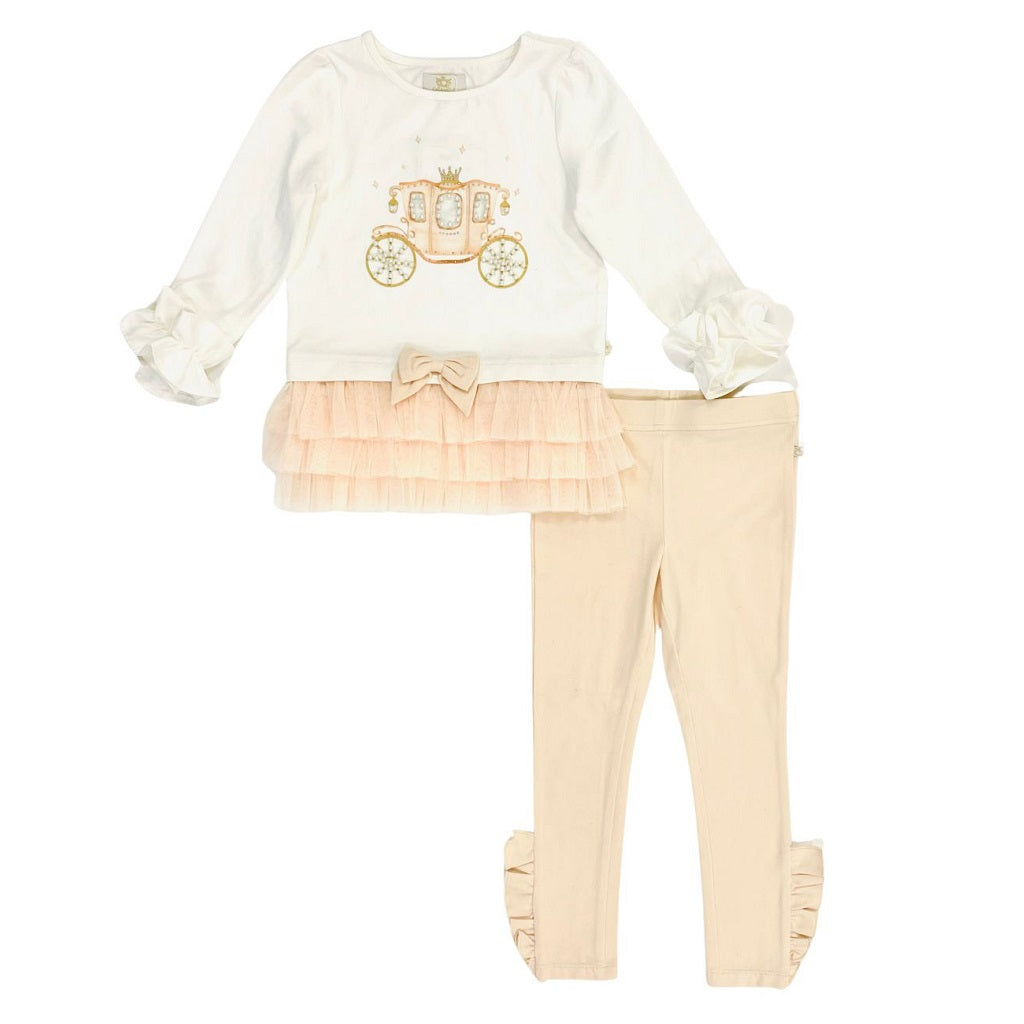 Girls Pearl Carriage Legging Set Mink from Caramelo Kids.&nbsp;