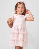Tiered Frilled Dress with Bow Pink